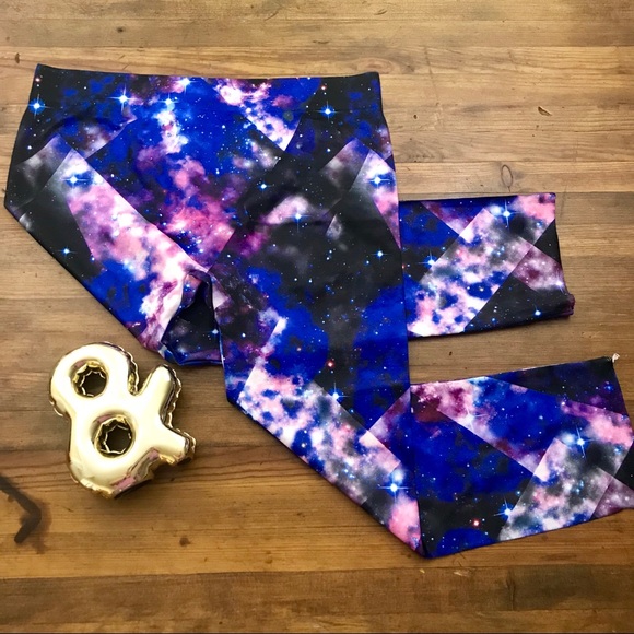 No Boundaries Pants - Galaxy Leggings Stars Planets Blue Celestial XL #T